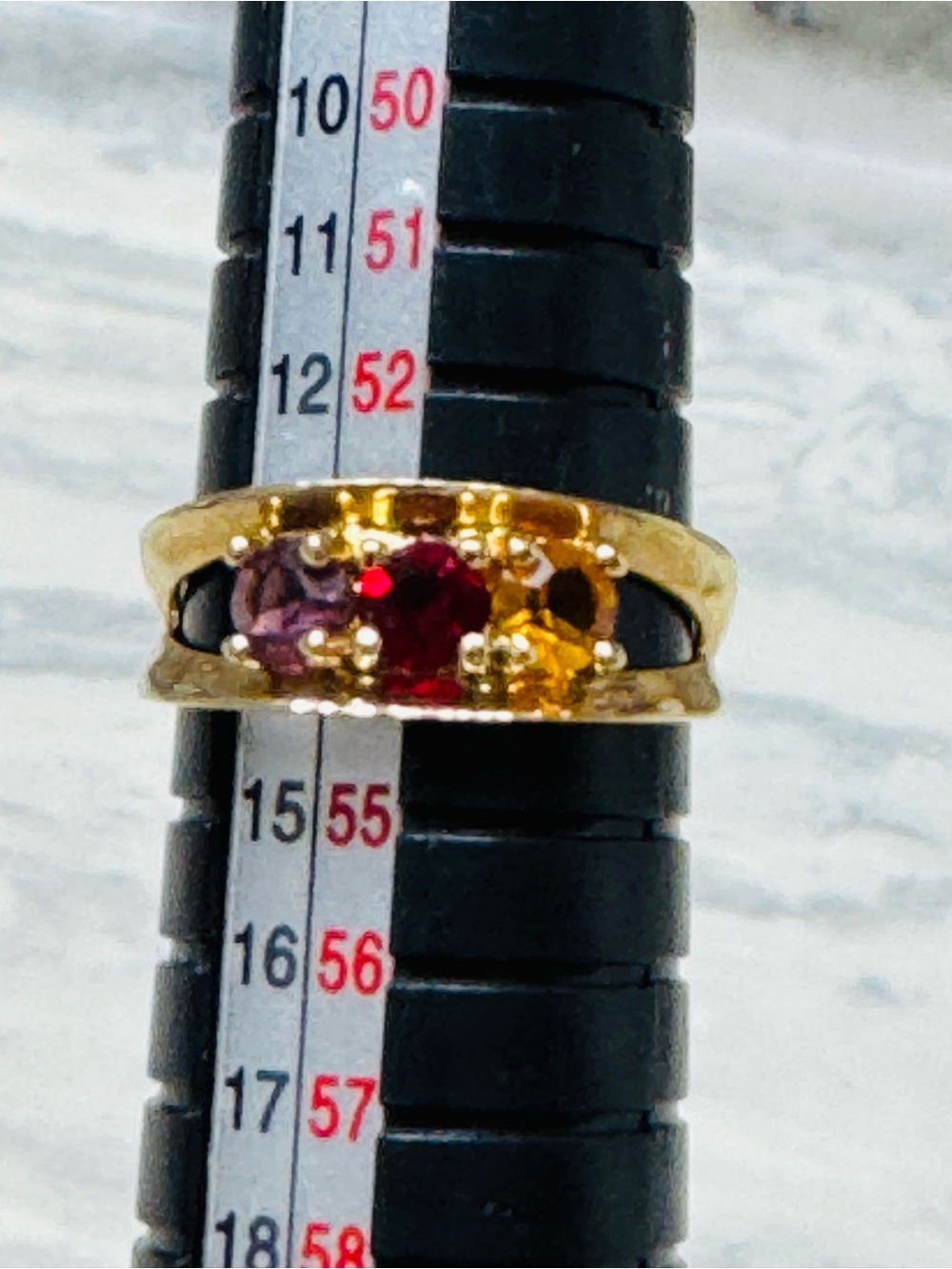 Vintage Gold Plated Three Stone Sample Ring | Size 7 | Y2K retro style - Picture 9 of 12